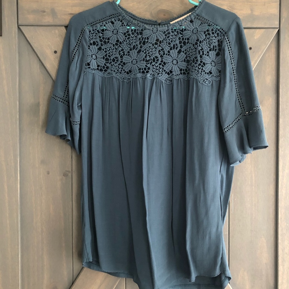 Slate blue lace top